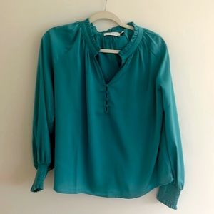 Greylin turquoise long sleeve blouse, size M